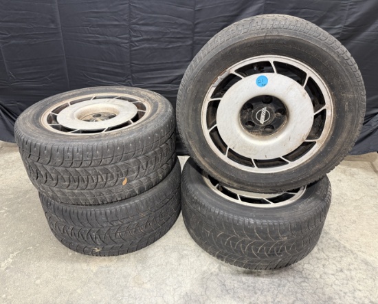 Set of 4 Total Vintage 5 Lug Corvette Rims and Tires Wheels 16 Inch