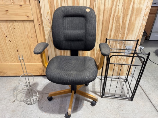 Random Lot- Office Chair, Toilet Paper Holder, Metal Trash Can