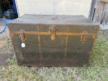 Vintage Foot Locker Trunk With Contents