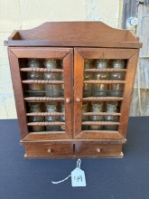 Vintage MCM Mid Century Spice Rack with Doors and 12 Glass Jars