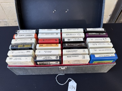 Vintage Lot of 24 8-Track Tapes in Case- Statler Brothers, Kenny Rogers, Johnny Cash, John Lennon, R