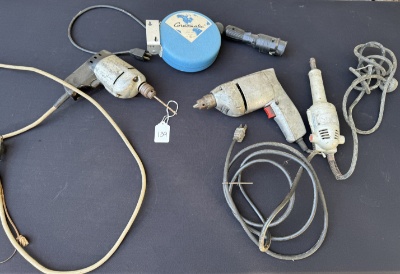 Vintage Craftsman & Black & Decker Drills, Skil Model 146 Hand Grinder & Retractable Drop Light