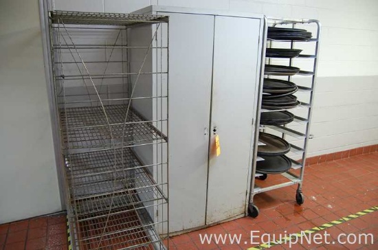 Two Door Metal Cabinet with Server Racks and Trays