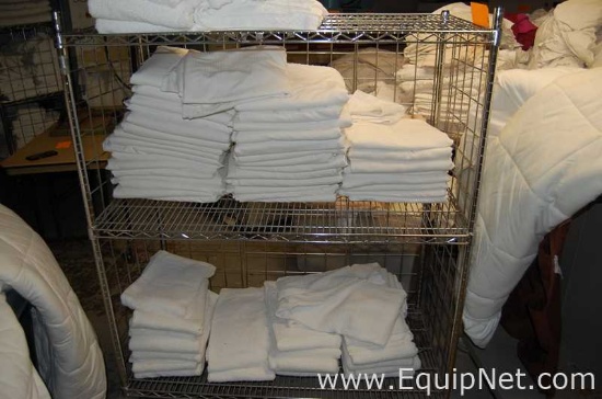 Lot of Laundry Racks, Hoppers, Cleaning Cart and Table