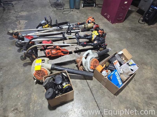 Lot Of Trimmers Blowers And Chain Saw