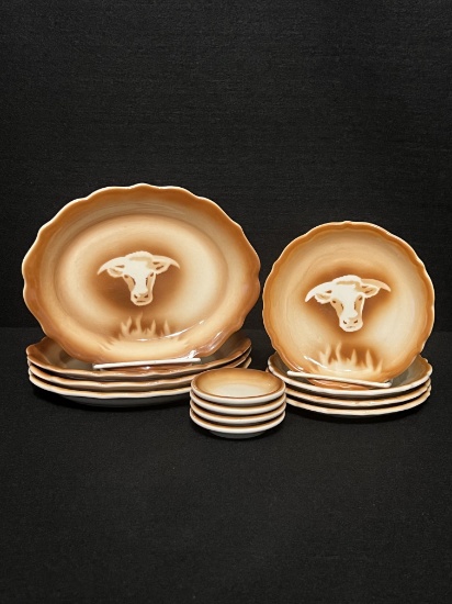 Rare Syracuse Western Ware Set of Four: Oval Appetizer Plates, Round Bread Plates & Butter Dishes