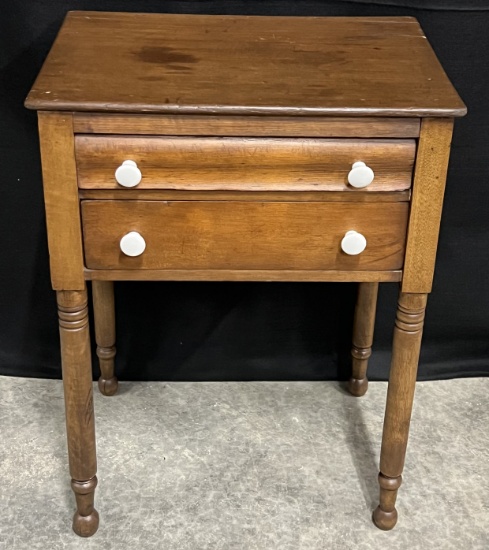 Old New England Double Drawer Side Table