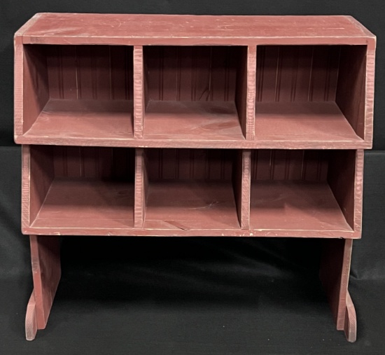Unique Vintage Wooden Shelving Unit/Topper with 7 Cublicles