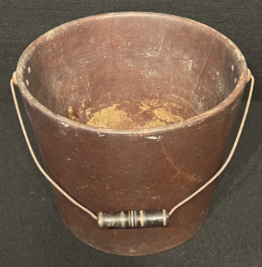 Antique United Indurated Fibre Co., Lockport, NY Fire Water Handled Pail Bucket