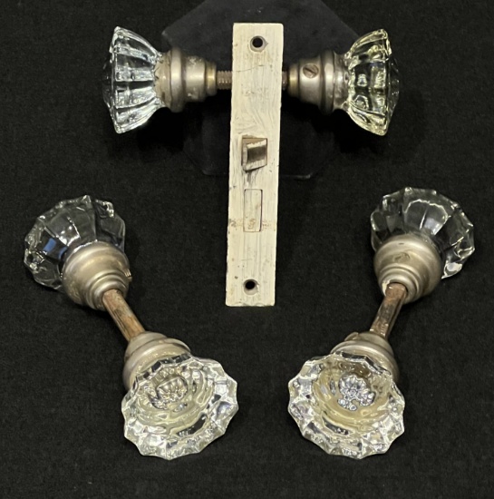 Antique Sargent Mortise Lock and Vintage Glass Doorknobs with Mercury Center