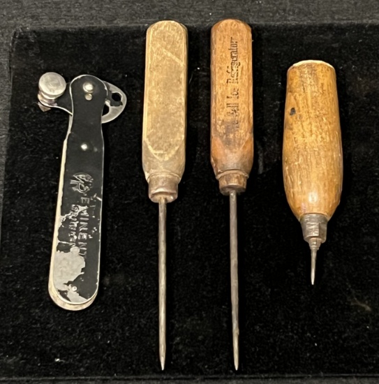 German Areminent Solinger Tracing Tool, Ice Picks & Wooden Handled Leather Tool Punch