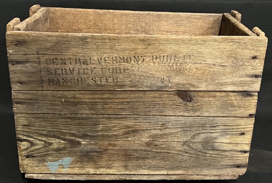 Antique Wooden Crate with Feet from Central Vermont