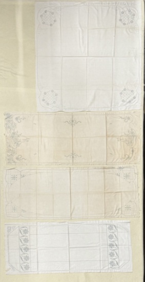 Unused Vintage Pillowcases & Tablecloths with Embrodiery Florals, Leaves & Heart Patterns
