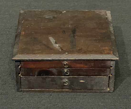 Primitive Wooden Letterpress Printer's Traveling 3-Drawer Job Case