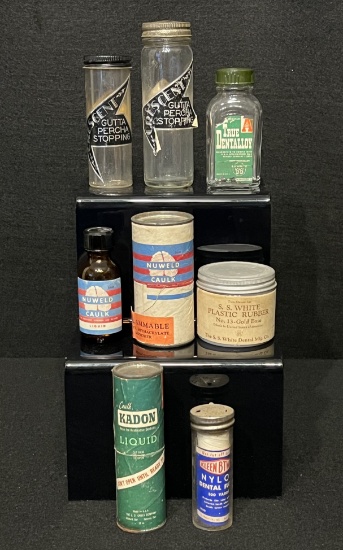Assorted  Group of 8 Vintage Dental Bottles and Containers