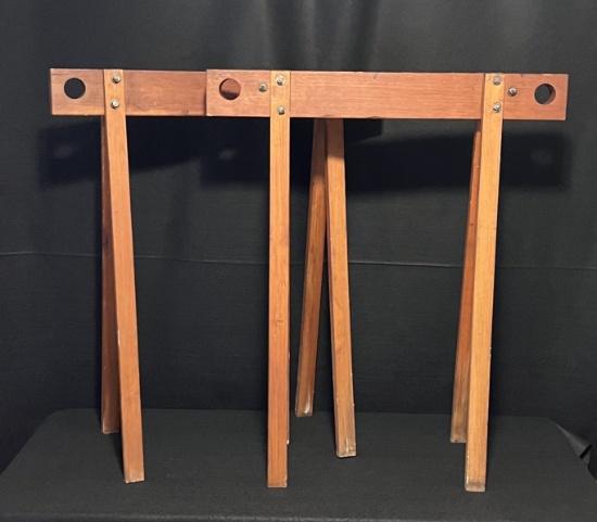 Two Vintage 32" Wooden Sawhorses