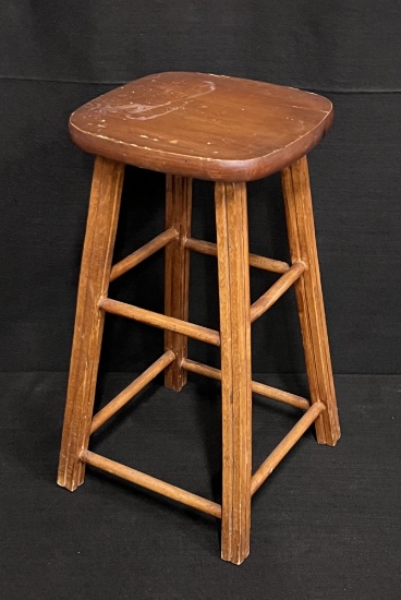 Vintage Wooden 23" Tall Stool