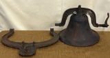 1886 Antique C. S. Bell Co. Cast Iron Bell, Yoke & Ringer