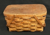 Large Vintage Woven Picnic Basket with Handles