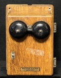 Western Electric Company Old Oak Bell Case with Inside Wiring & Labeling
