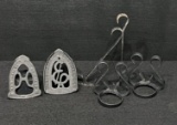 Cast Iron Sad Iron Trivets, Metal Plant Hanger & Wrought Iron Decorative Holders