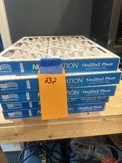 (5) 16x20x2 Pleasted Filters