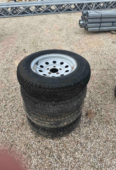 Lot of 4. 15 inch trailer, tires and wheels