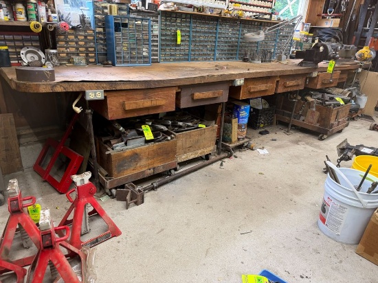 (1) 6 Drawer Bench w/ 4 1/2" Vise, 1/3 HP Motor and Contents.Does Not Include