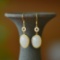 A Pair of Exquisite Sterling Silver-Gold Plated Inlaid White Jade Earrings