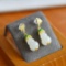 A Pair of Exquisite Sterling Silver-Gold Plated Inlaid White Jade Enamel Earrings