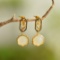 A Pair of Exquisite Sterling Silver-Gold Plated Inlaid White Jade Enamel Earrings