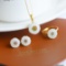 A Set of Fine Sterling Silver-Gold Plated Inlaid White Jade Jewelrys