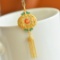 An Exquisite Sterling Silver-Gold Plated Inlaid White Jade Enamel Pendant