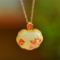 An Exquisite Sterling Silver-Gold Plated Inlaid White Jade Enamel Pendant