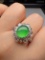 An Exquisite 18k Gold Diamond Inlaid Jadeite Ring