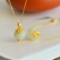 A Set of Fine Sterling Silver-Gold Plated Inlaid White Jade Jewelrys