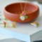 A Set of Fine Sterling Silver-Gold Plated Inlaid White Jade Jewelrys