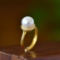 An Exquisite Sterling Silver-Gold Plated Inlaid Pearl Ring