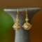 A Pair of Exquisite Sterling Silver-Gold Plated Inlaid White Jade Enamel Earrings