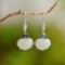 A Pair of Exquisite Sterling Silver Inlaid White Jade Enamel Earrings