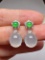 A Pair of Exquisite 18k Gold Diamond Inlaid Jadeite Earrings