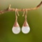 A Pair of Exquisite Sterling Silver-Gold Plated Inlaid White Jade Earrings
