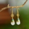 A Pair of Exquisite Sterling Silver-Gold Plated Inlaid White Jade Enamel Earrings