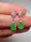 A Pair of Exquisite 18k Gold Diamond Inlaid Jadeite Earrings