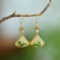 A Pair of Exquisite Sterling Silver-Gold Plated Inlaid White Jade Enamel Earrings, Inlaid Pearl