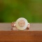 An Exquisite Sterling Silver-Gold Plated Inlaid White Jade Ring