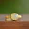 An Exquisite Sterling Silver-Gold Plated Inlaid White Jade Ring