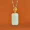 An Exquisite Sterling Silver-Gold Plated Inlaid White Jade Pendant