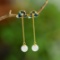 A Pair of Exquisite Sterling Silver-Gold Plated Inlaid White Jade Enamel Earrings