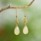 A Pair of Exquisite Sterling Silver-Gold Plated Inlaid White Jade Earrings